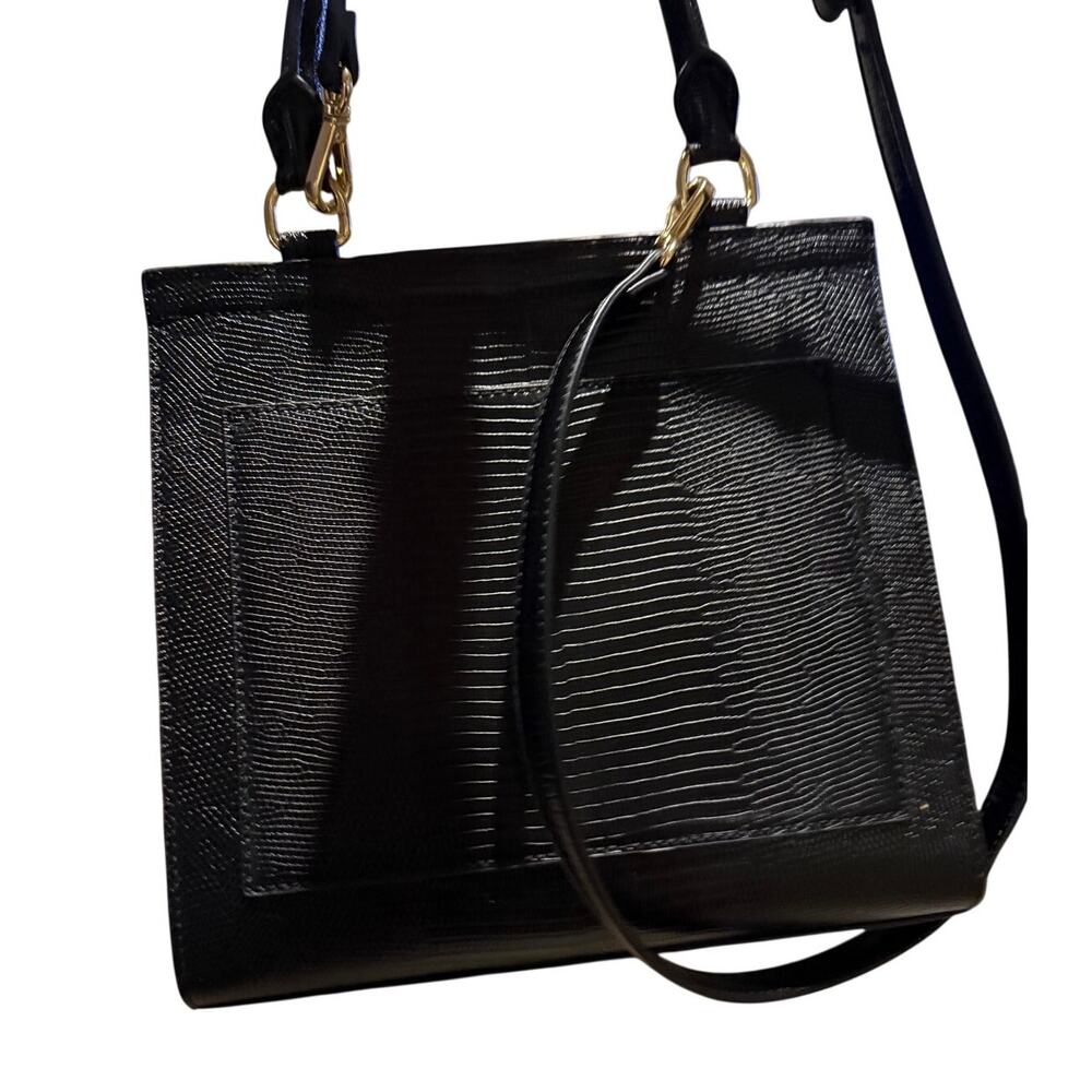 Modern Picnic Black Croc-Embossed Top Handle Shoulder Bag used once - Picture 6 of 11